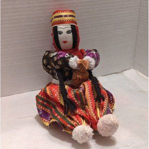Turkish Doll Handmade Woman Clay Pitcher Ethnic Traditional Outfit Folk Art Jug